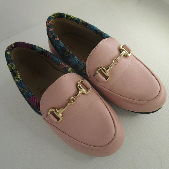 Little Legend Toddler girls chain loafer with floral edging size 21 EUC Leather